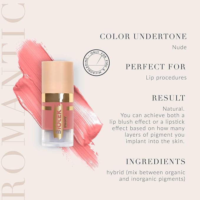 Biotek Lip Pigment for Permanent Makeup - Light Brown Color for Lip - Made in Italy - Romantic 0,24 fl.oz.