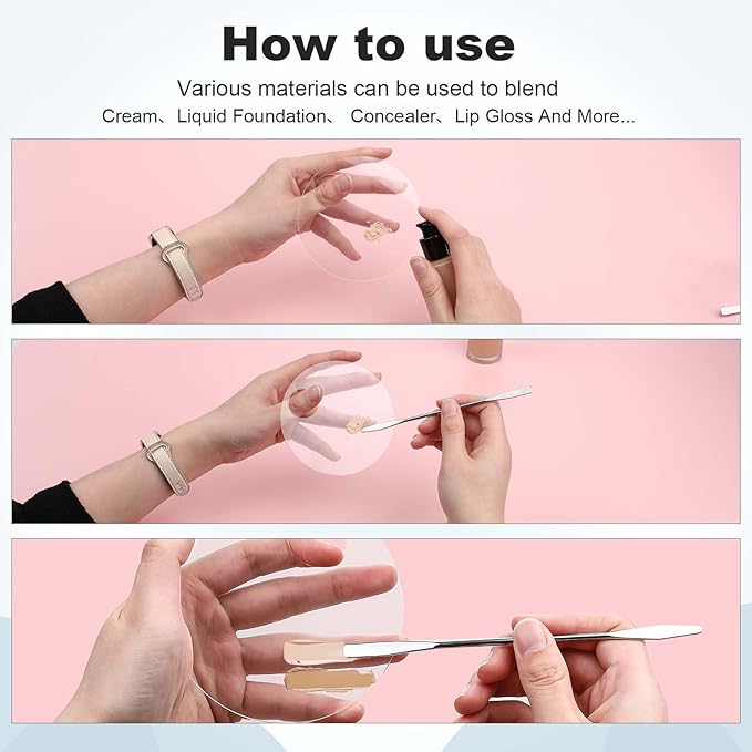 2PCS Makeup Mixing Palette with 2PCS Metal Spatula,