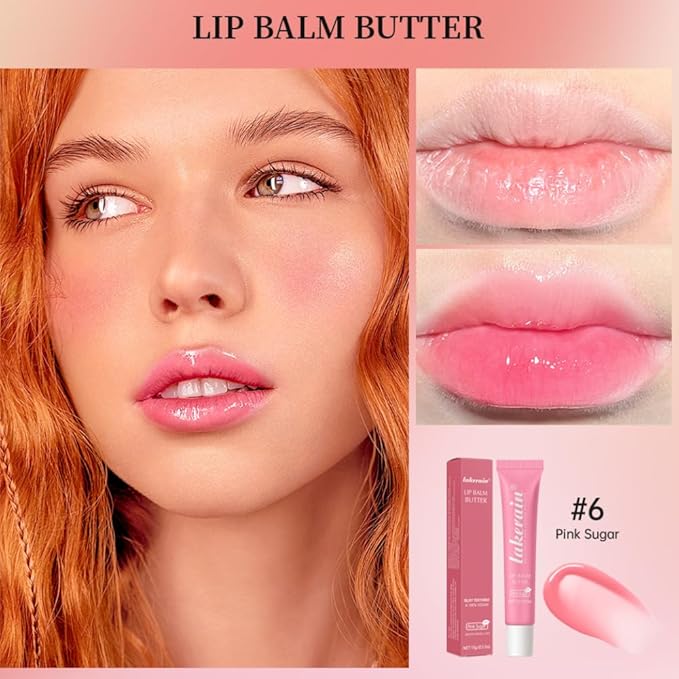 Tinted Lip Butter Balm - Tinted Moisture Gel Lip Gloss | Hydrating Glow Tinted Lip Care | Tinted Lip Stain (01+02+06, A set)
