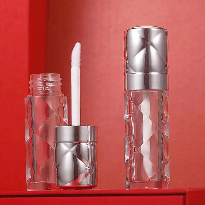 silver Empty lip gloss tubes with wand prismatic Lipgloss tube containers for lip oil packing