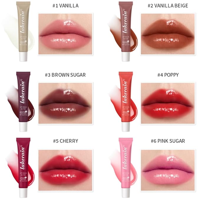 Tinted Lip Butter Balm - Tinted Moisture Gel Lip Gloss | Hydrating Glow Tinted Lip Care | Tinted Lip Stain (Poppy, 04)