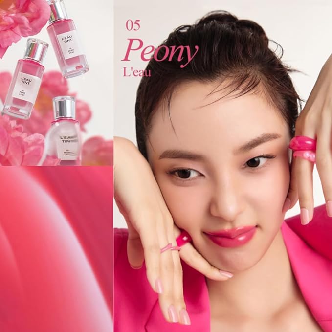 BBIA L’EAU Tint – Glossy & Glow Lip Stain, Watery Lip Tint, Non-Sticky, High Shine Finish, Long-lasting, Moisturizing, Lightweight, Natural, Daily Use, Vegan, Korean Lip Makeup (05 PEONY L'EAU)