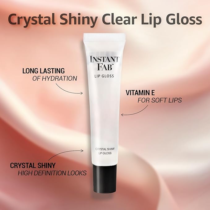 STUDIO LIMITED Instant Fab Crystal Shiny Clear Lip Gloss Long Lasting Ultra Hydrating Plumping Lip Gloss for women girls Value Pack 14ml/ 0.47oz (Clear, 48 Pcs)