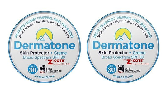 Dermatone Skin Protection Balm w/Zinc SPF 30 | 2-Pack Barrier Cream | Moisturizing | Heals & Repairs Dry Skin | Advanved therapy Lips and Face Repair, 0.5 oz tin