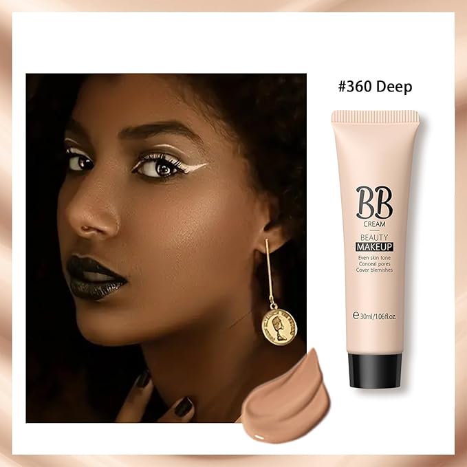 KWOLYKIM 2PCS Hydrating Makeup BB Cream, Tinted Moisturizer All Skin(Deep)