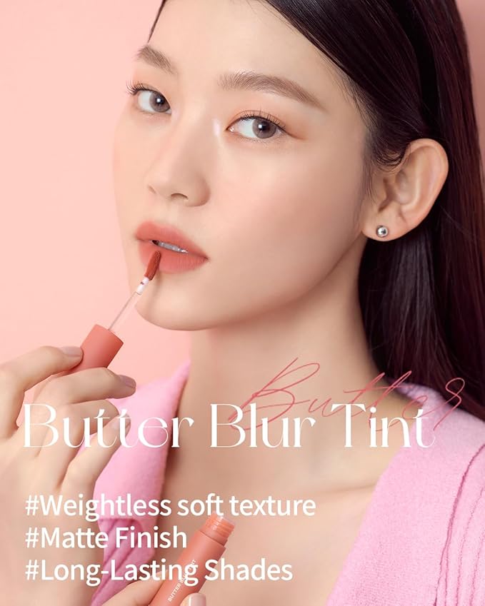 HOLIKA HOLIKA Butter Blur Lip Tint (09 VINE) - Korean Matte Lip Tint, Lightweight High-Pigmented Lips, Velvety Silky Smooth K-Beauty Lip Makeup, Long Wearing Formula