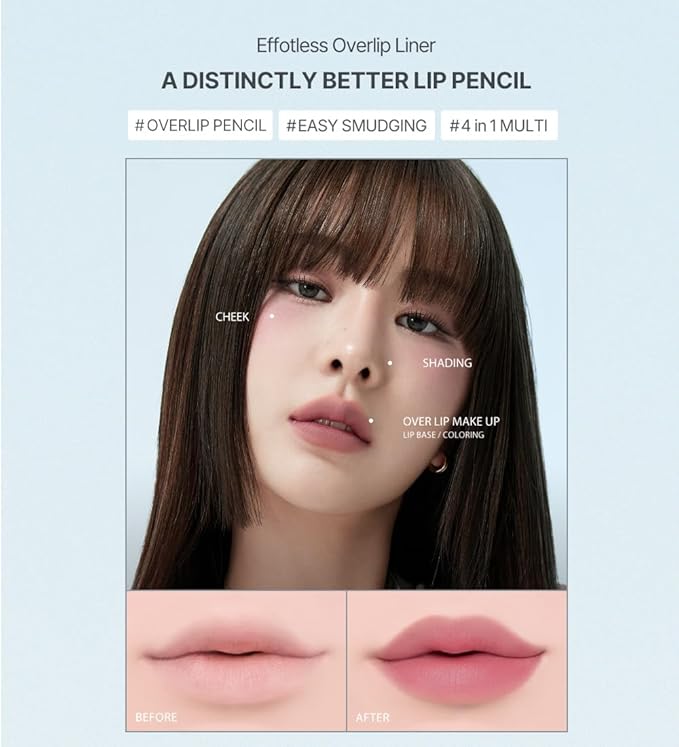 Heart Percent Dote On Mood Lip Pencil, Long-Lasting Creamy Lip Crayon Smooth Color Liner Retractable Lipstick Pencil 0.8g, #14. Calm Pink