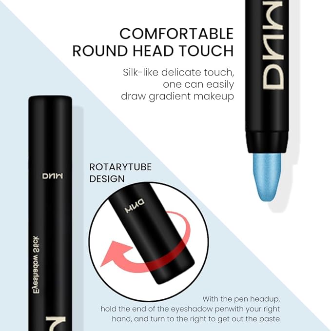 evpct 4Pcs Cream Blue Eyeshadow Stick Pencil Set for Eyes Waterproof Sky Blue Dazzling Blue Greenish Cyan Royal Blue Shimmer Metallic Holographic Eyeshadow Crayon Stick Bulk sombras en crema para ojos