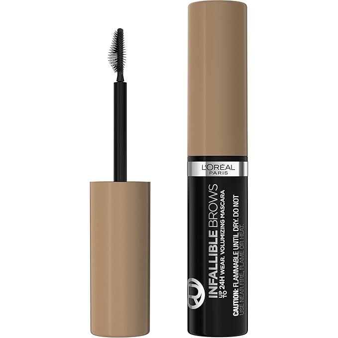 L'Oreal Paris Infallible Volumizing 24H Wear Brow Mascara, Long Lasting Eyebrow Makeup for 2X Fuller Eyebrows, 7.0 Blonde, 0.13 Fl Oz
