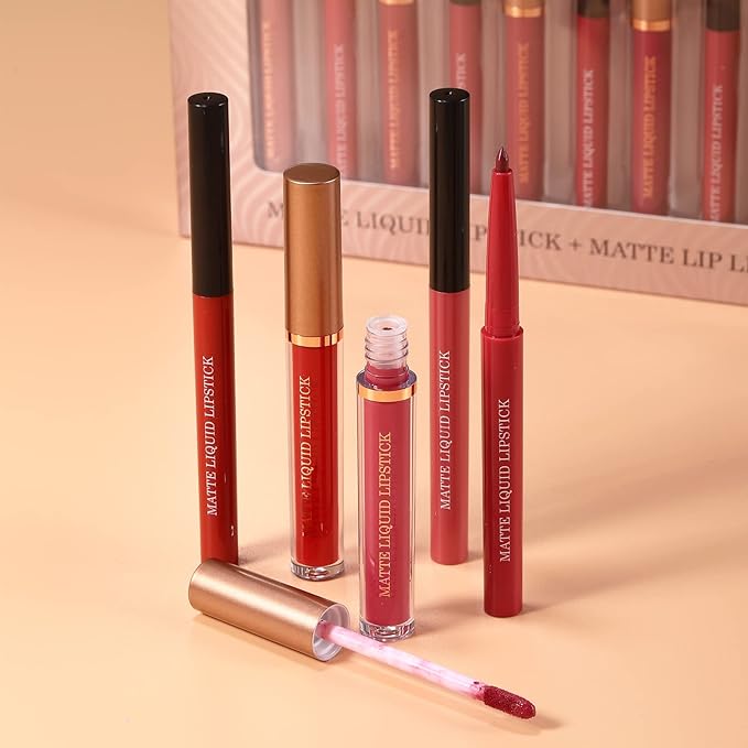 BestLand 12Pcs Matte Liquid Lipstick + Lip Liner