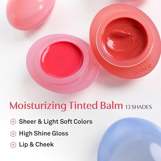 HINCE Raw Glow Dewy Ball - Tinted Lip Balm, Jelly Gloss Glow, Shine and Hydration, Lip & Blush Multiuse, Vegan, 0.12 oz. (13 colors) (CARROT JAM)