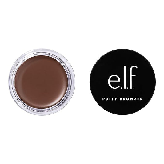 e.l.f. Putty Bronzer, Creamy & Highly Pigmented Formula, Creates a Long-Lasting Bronzed Glow, Infused with Argan Oil & Vitamin E, Beach, Please!, 0.35 Oz