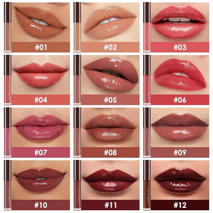 Hydrating Lip Glow Oil, Plumping Lip Oil, Tinted Lip Plumper Gloss,Younger-Looking Lips | Nourishing Long Lasting Non-Sticky Hydrating & Smoothing Lip Treatment Cruelty Free 02#