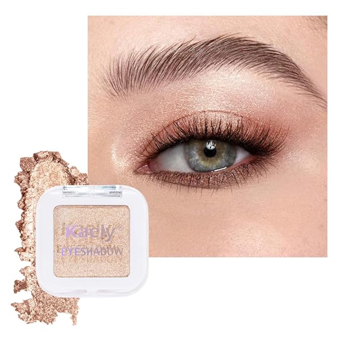 Kaely Pressed Single Eyeshadow Makeup, Light Nude Brown Shimmer Highly Pigmented Monochrome Eye Shadow Palette, Waterproof Neutral Powde Mini Eyeshadow, sombras para ojos, Lightweight Blendable, 20