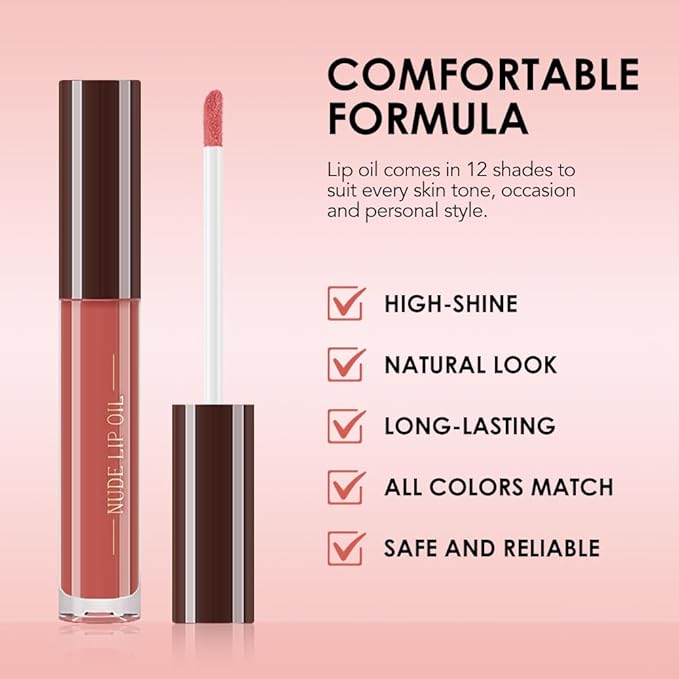 Hydrating Lip Glow Oil, Plumping Lip Oil, Tinted Lip Plumper Gloss,Younger-Looking Lips | Nourishing Long Lasting Non-Sticky Hydrating & Smoothing Lip Treatment Cruelty Free 04#