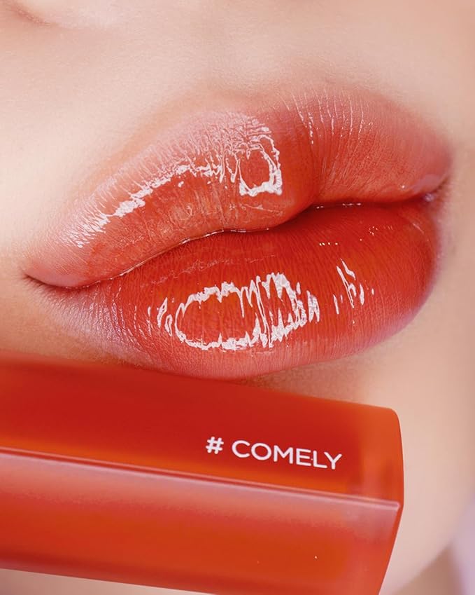 HOLIKA HOLIKA Heart Crush Glow Lip Tint Air – Korean Lip Tint with High Shine Juicy Fruit Jam Colors Lip Stain – Hydrolyzed Collagen & Vitamin C (09 COMELY)