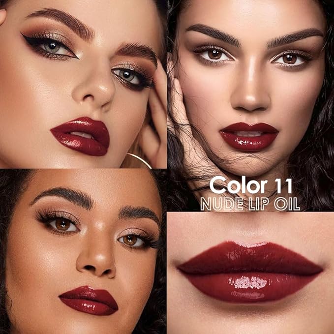 Hydrating Lip Glow Oil, Plumping Lip Oil, Tinted Lip Plumper Gloss,Younger-Looking Lips | Nourishing Long Lasting Non-Sticky Hydrating & Smoothing Lip Treatment Cruelty Free 11#