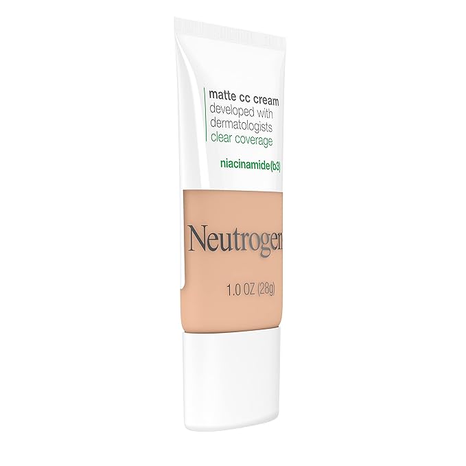 Neutrogena Clear Coverage Flawless Matte CC Cream, Full-Coverage Warm Peach, 1 oz