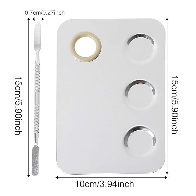 Makeup Mixing Palette, 6x4inch Stainless Steel Makeup Palette