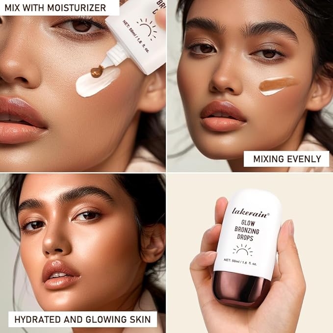 Bronzing Drops For Face, Liquid Bronzer Glow Drops, Champagne Shimmer)