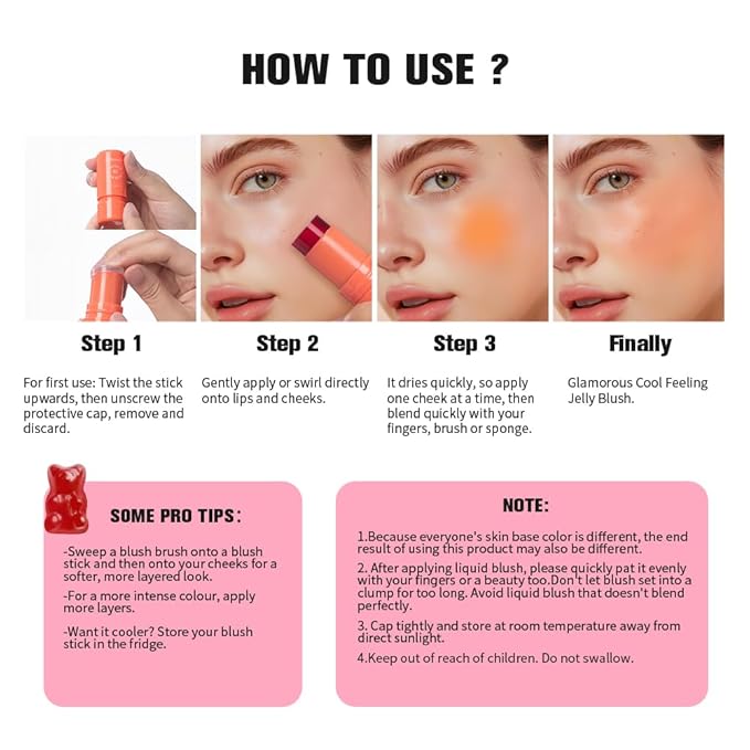 Jelly Cooling Blush Stick, Milk Water Tint, Clear 0.17oz
