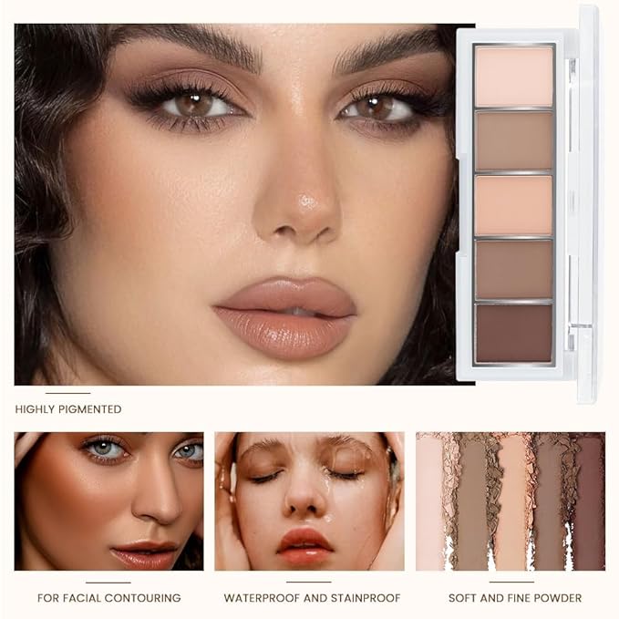 evpct 5Colors Matte Nude Eye Shadow Palette Makeup for Older Women, Nude Pink Brown Cocoa Neutral Matte Smokey Cream Mini Eyeshadow Palette for Blue Green Eyes, Contour Makeup Palettes sombras de ojos