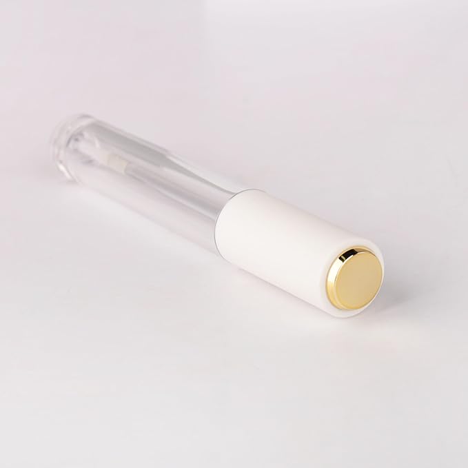 COSIDEA 10pcs Empty Round 4ml 0.13oz lip gloss tubes with soft silicon tip wand Gold white lid Lipgloss tube containers for lip oil packing