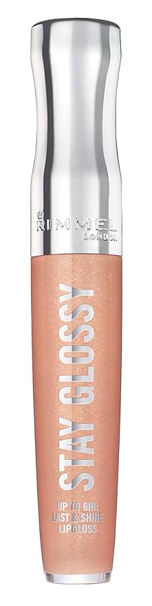 Rimmel Stay Glossy Lip Gloss - Non-Sticky and Lightweight Formula for Lip Color and Shine - 120 Non-Stop Glamour, .18oz