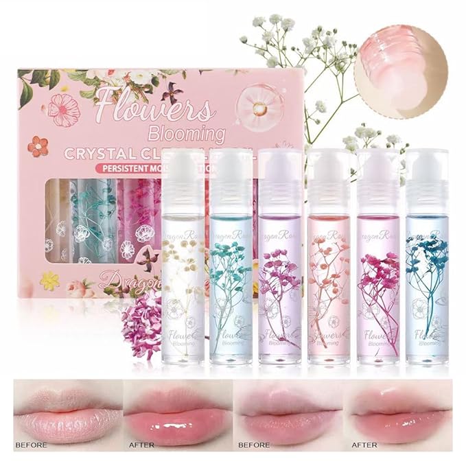 Petansy Flower Jelly Lip Oil Set 6 Packs Long
