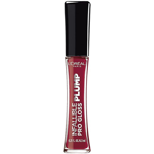 L'Oreal Paris Infallible Pro Gloss Plump Lip Gloss with Hyaluronic Acid, Long Lasting Plumping Shine, Lips Look Instantly Fuller and More Plump, Ruby Sheen, 0.21 fl. oz.