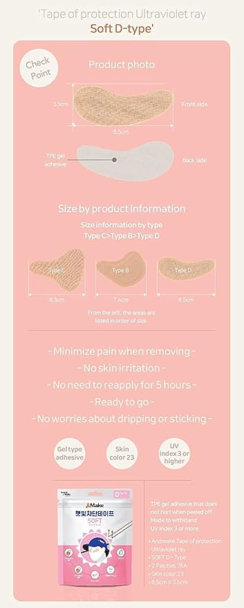 Searci&Make 99.8% sunscreen patch Hydro Cool Jumbo size, golf accessories gifts Sun Protection UV facial face tape (Soft D 5 Set)