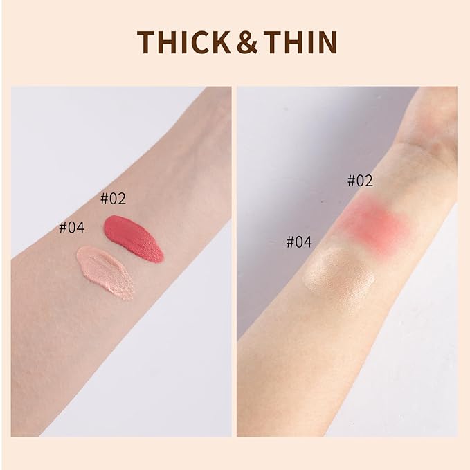 Liquid Highlighter, Liquid Blush with Face Brush Long