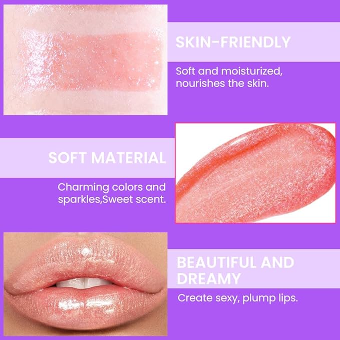 Glitter Liquid Lip Gloss,Peach Shimmer Lipstick, Waterproof Shimmer Lip Stain Lip Glaze, High Shine Long Lasting Shiny Lip Color Makeup 02#