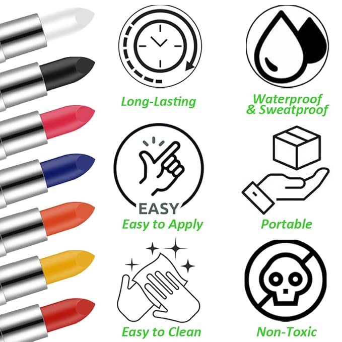 Mysense Face Body Paint Stick Set, Eye Black (Dark Green+Yellow)