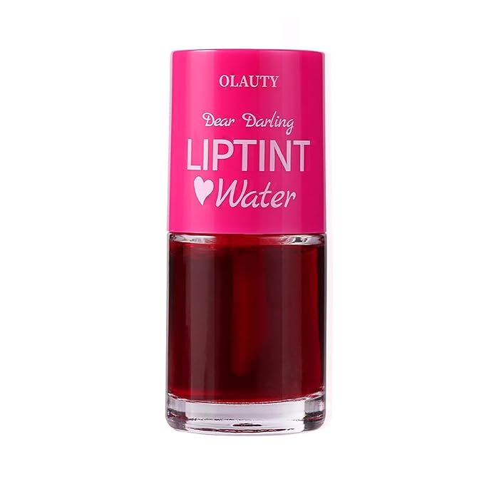 Lip Tint Stain Set, Korean Lip Tint Glossy Lip Stain Plumping Mini Liquid Lipstick, Multi-use Lip and Cheek Tint, Long-Wear Lip Stain Non-Stick Cup Smudge-proof & Lightweight Lip Tint (Strawberry)