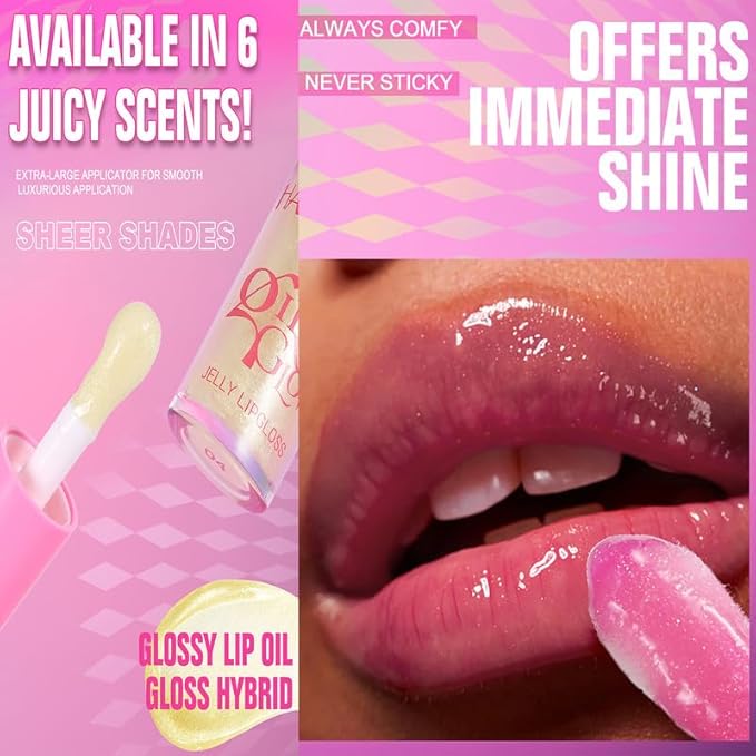 Jelly Lipstick Hydrating Lip Glow Oil, Plumps Moisturizing Hydrating