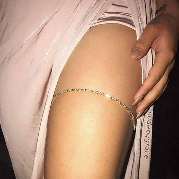 Boho Crystal Thigh Chain Gold Body Chain Leg