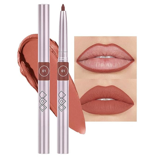 evpct Silky Smooth Lip Liner Pencil Retractable, Dark Orange Lip Liner Creamy Long-Lasting Formula for Precision Contouring Matte Velvet Pigmented Rich Lip Colors Crayon Lipstick 01