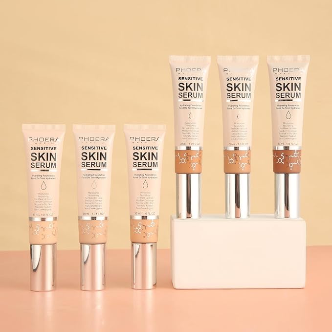 PHOERA Hydrating Serum Foundation,Flawless Full Coverage and Hypoallergenic Porcelain, norm)