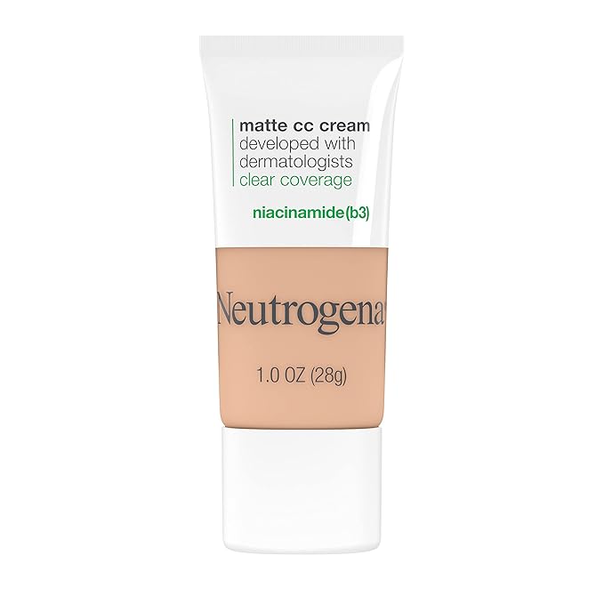 Neutrogena Clear Coverage Flawless Matte CC Cream, Full-Coverage Warm Peach, 1 oz
