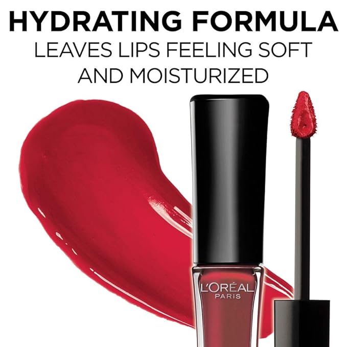 L'Oreal Paris L’Oreal Paris Makeup Infallible 8 Hour Lip Gloss, Comfortable & Hydrating Formula, Rebel Red, 0.5 fl.oz.