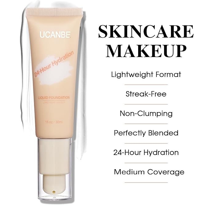 UCANBE White Liquid Foundation Makeup, Medium to Full fl. oz.