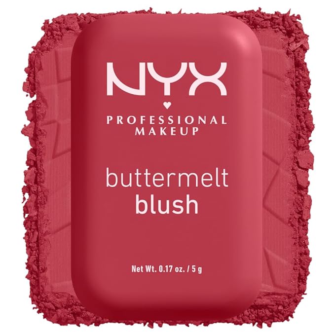 NYX PROFESSIONAL MAKEUP Buttermelt Powder Blush, Fade and Transfer-Resistant Blush, Up to 12HR Make Up Wear, Vegan Formula - Back And Butta