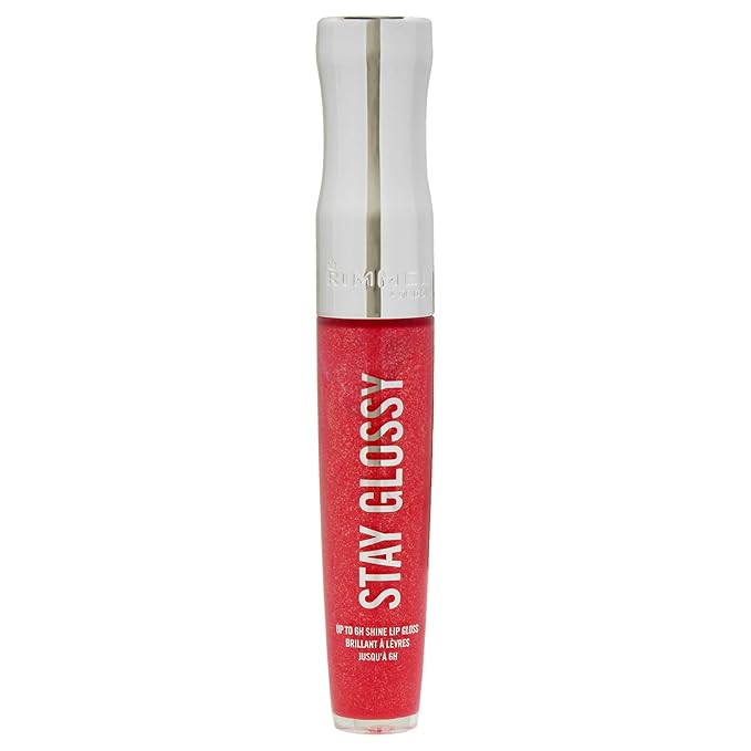 Rimmel Stay Glossy Lip Gloss - Non-Sticky and Lightweight Formula for Lip Color and Shine - 300 Ready to Flamingle, .18oz