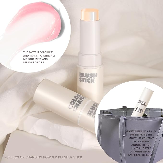 Color Changing Blush Stick,Jelly Tint Stain Clear PH with Brush
