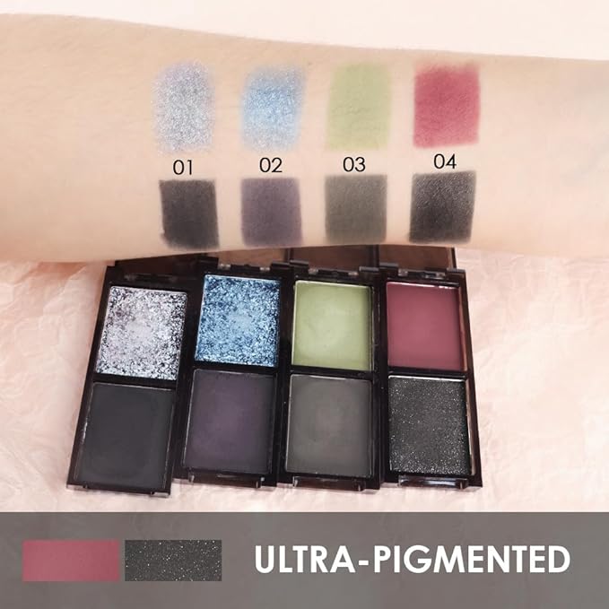 Wine Red Black Two Color Matte Shimmer Eyeshadow,Bright High Pigment Eye Shadow Powder,Professional Long-Lasting Waterproof Makeup Palette,Blendable,Easy-To-Apply and Compact for Travel