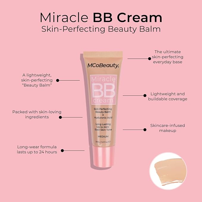 MCoBeauty Miracle BB Cream, Medium, Skin-Perfecting Coverage for Free Cosmetics