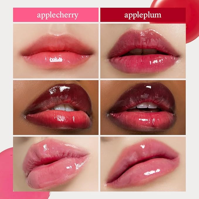 NOONI Korean Hydrating Lip Oil Set - Appleberry & Appleplum | Long-Lasting, Moisturizing, Plumping, Revitalizing for Dry Lips, Waterproof, No Peel Off 0.12 FL Oz x 2ea