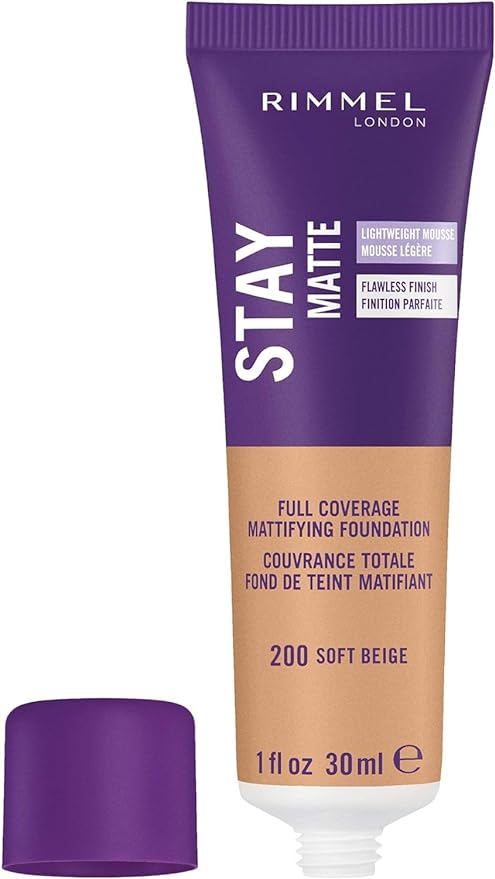 Rimmel London Stay Matte Liquid Mousse - 200 Control, Oil-Free, 1oz