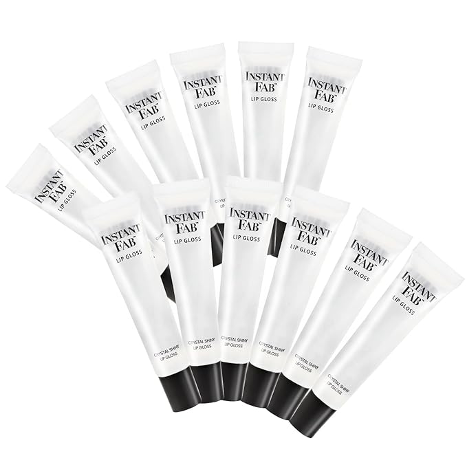 STUDIO LIMITED Instant Fab Crystal Shiny Clear Lip Gloss Long Lasting Ultra Hydrating Plumping Lip Gloss for women girls Value Pack 14ml/ 0.47oz (Clear, 12 Pcs)